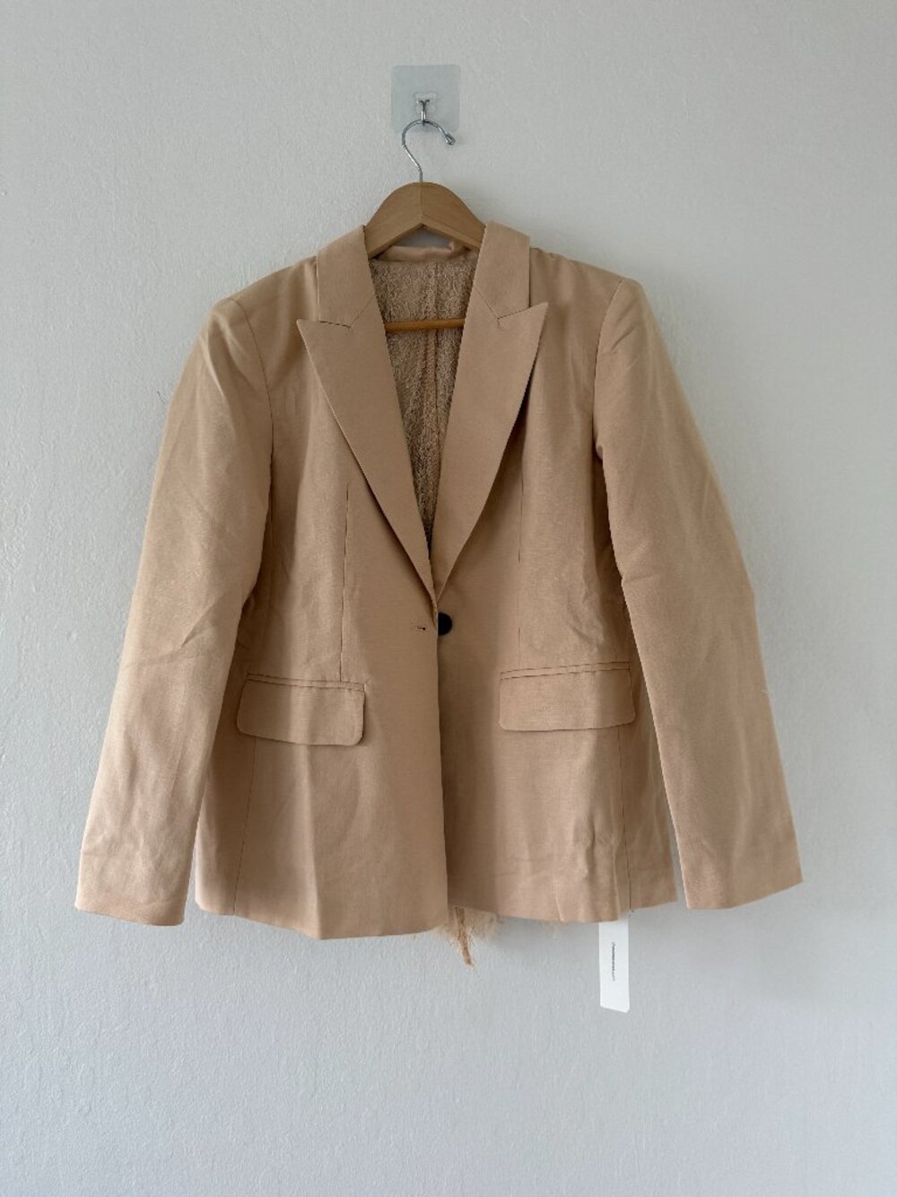 Commense Lace Back Linen-Blend Blazer